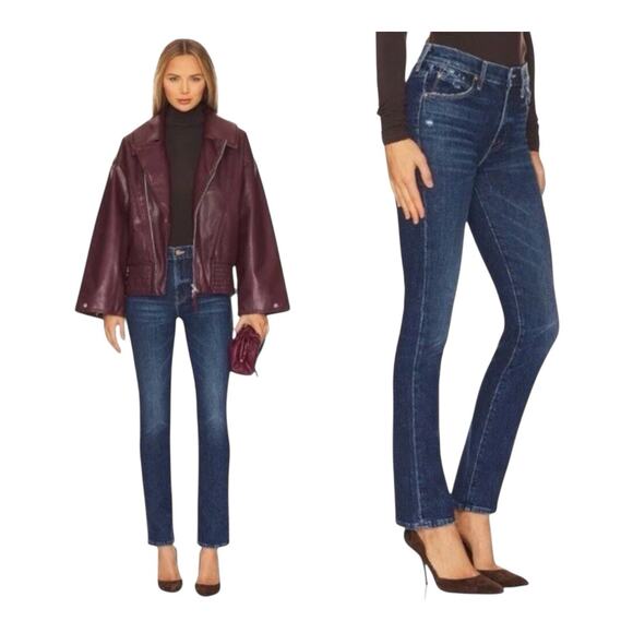 Mother Jeans Rascal Skimp Dark Denim Straight Leg Stretch Jeans NWT Size 26 - Picture 1 of 12